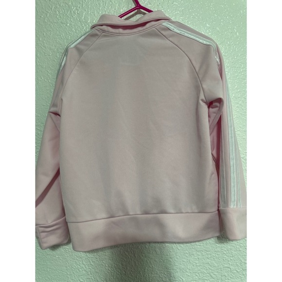 Adidas Tracksuit Set Size 4 Pink White Stripe Zip Up Jacket Pants Kids - Picture 9 of 12